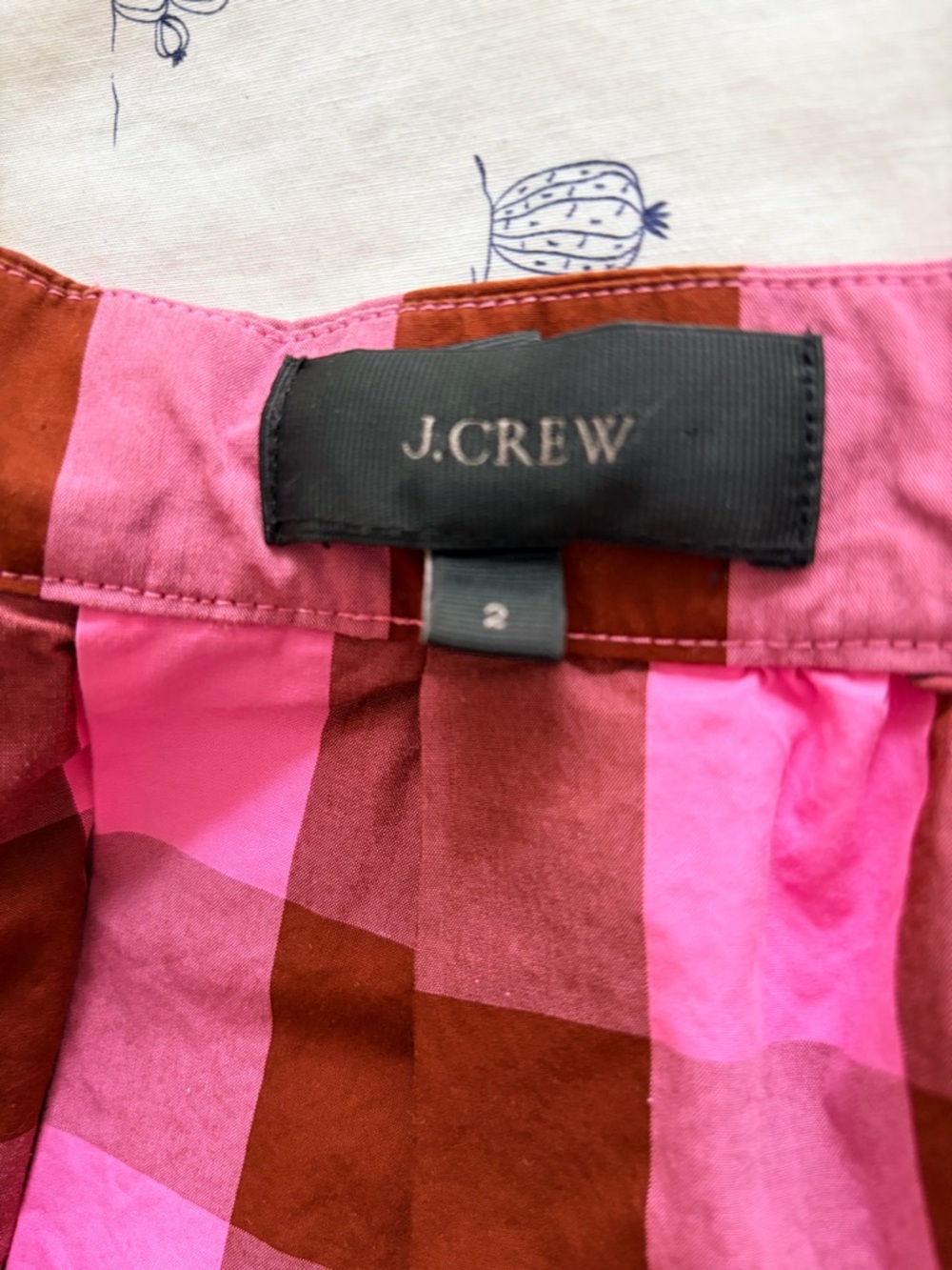 J. Crew Pink Gingham Midi Skirt Size 2 with Pockets - Picture 5 of 5